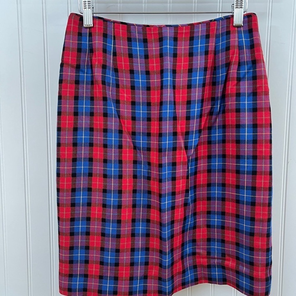 Ann Taylor Studio Vintage Plaid Twee Coquette Preppy Midi Pencil Skirt Womens 8